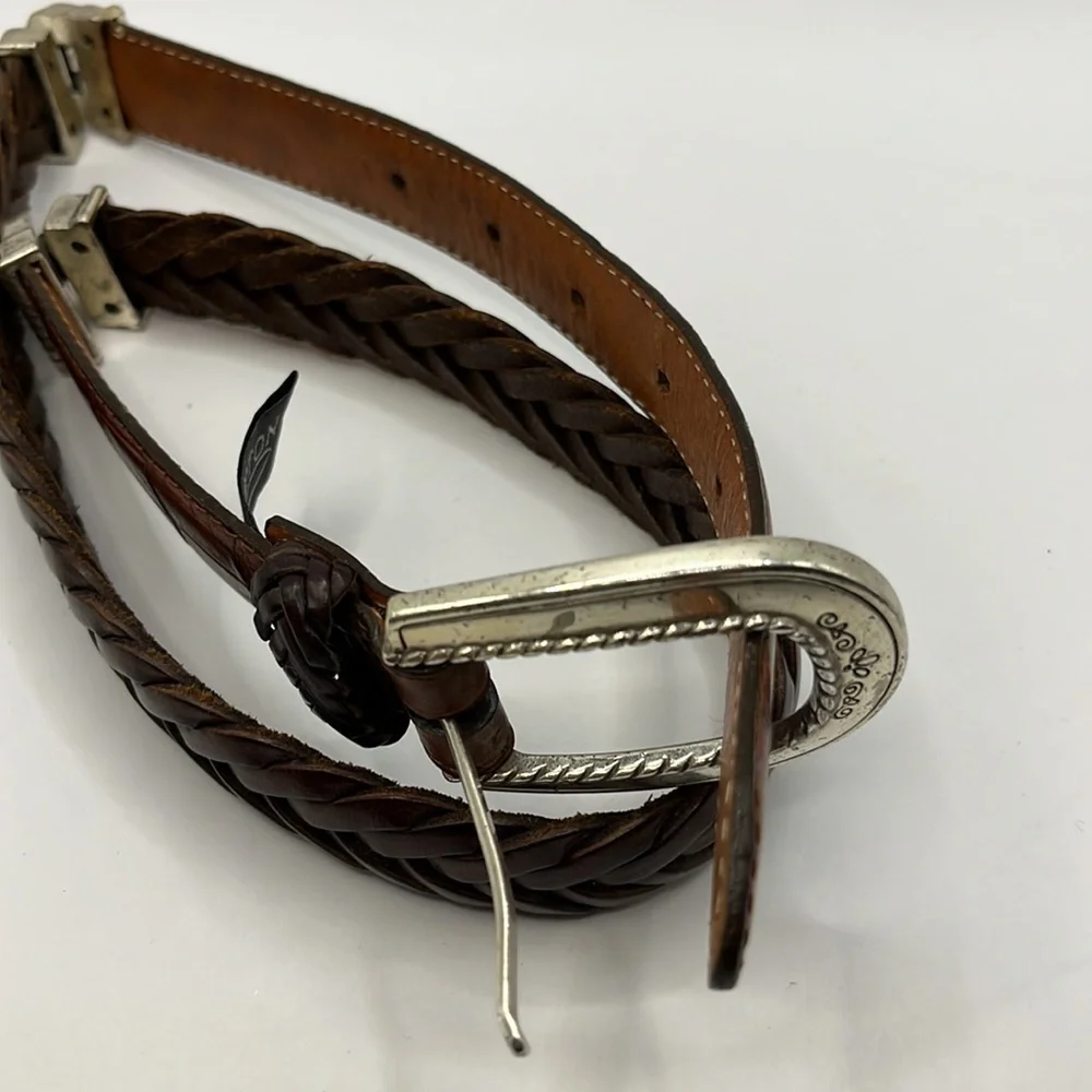 Vintage Brighton Two Tone Brown Leather and Leather Braid Size M 30